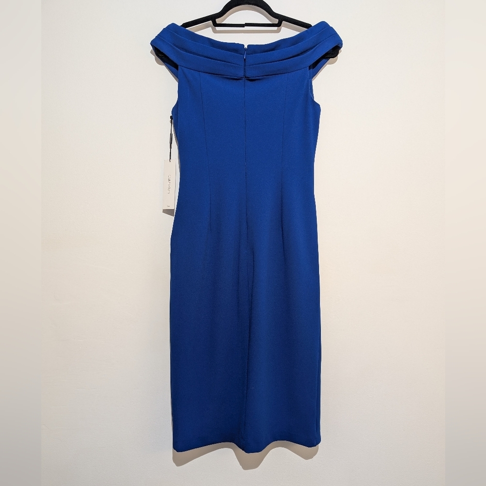 CALVIN KLEIN ROYAL BLUE WOMEN'S SLEEVELESS STARBURST SHEATH DRESS - Picture 7 of 10